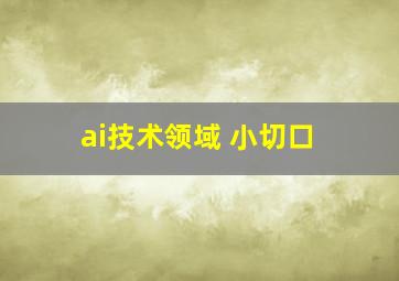 ai技术领域 小切口